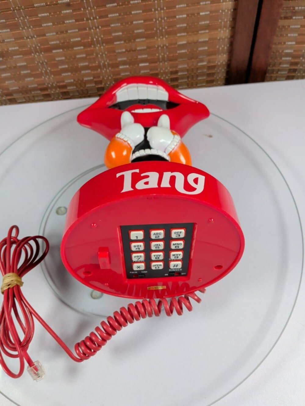 9" Vintage Retro 1980 Tang Promo Novelty Landline Telephone "Tang Man" - Tested - Picture 9 of 10
